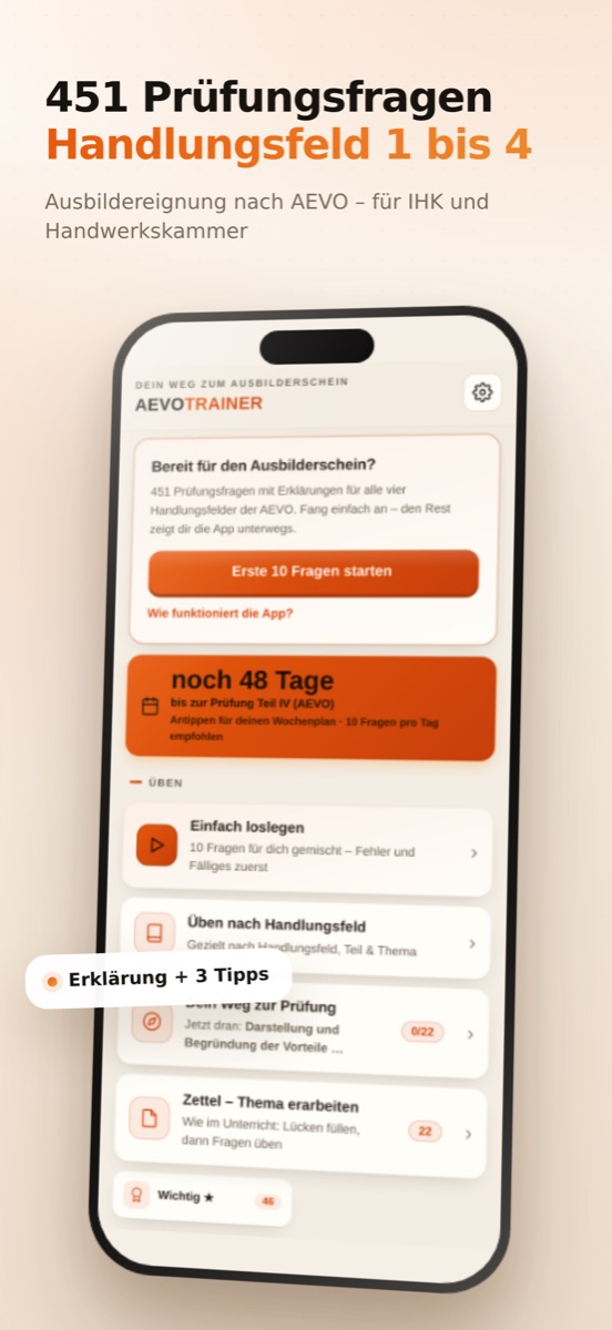 Startbildschirm von Pruvano AEVO